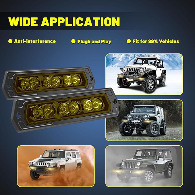 Flush Mount LED Pods, YCHOW-TECH 7inch 12,000LM Amber CREE LED Driving Lights Spot Beam Reverse Backup Light Flush Light Bar Off Road Lights Work Light for Truck Pickup UTV ATV SUV Boat 4x4 Car