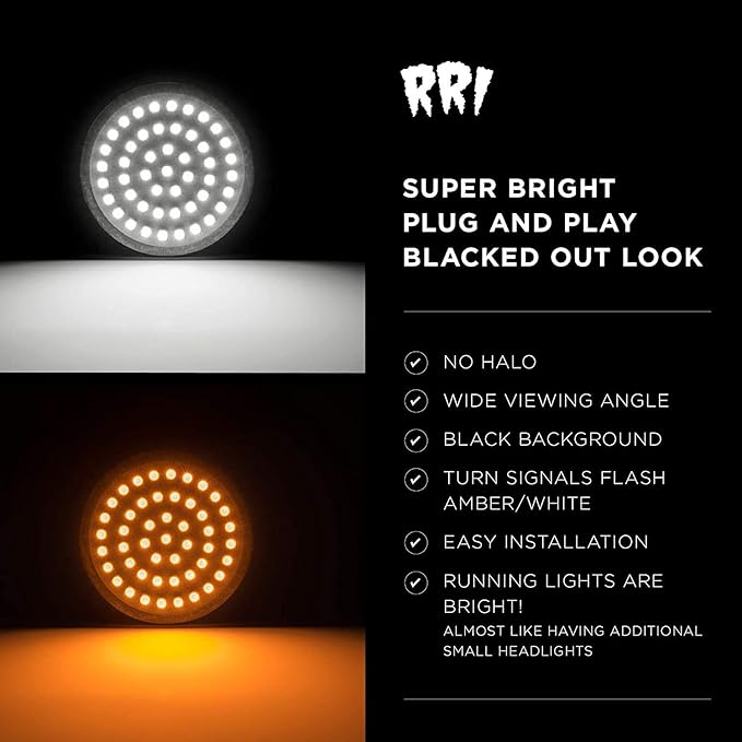 Rogue Rider Industries Sigz Black Label - Front & Rear LED Turn Signal Light Kit, White/Amber Turn Signals (1157) and Rear Red Turn Signals (1156) Compatible with Harley Davidson Motorcyles