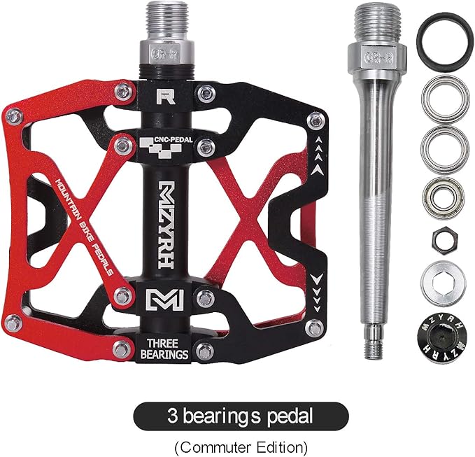 MZYRH Mountain Bike Pedals, Ultra Strong Colorful CNC Machined 9/16" Cycling Sealed 3 Bearing Pedals