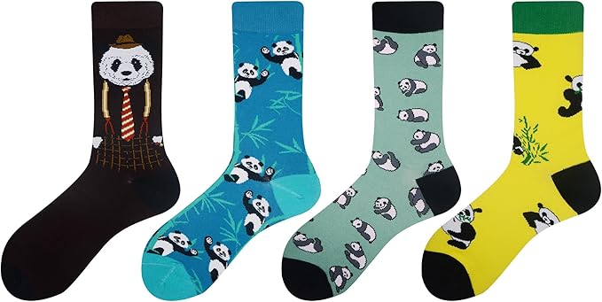 Cansok Men's 2/4 Packs Fun Crazy Novelty Dress Crew Socks