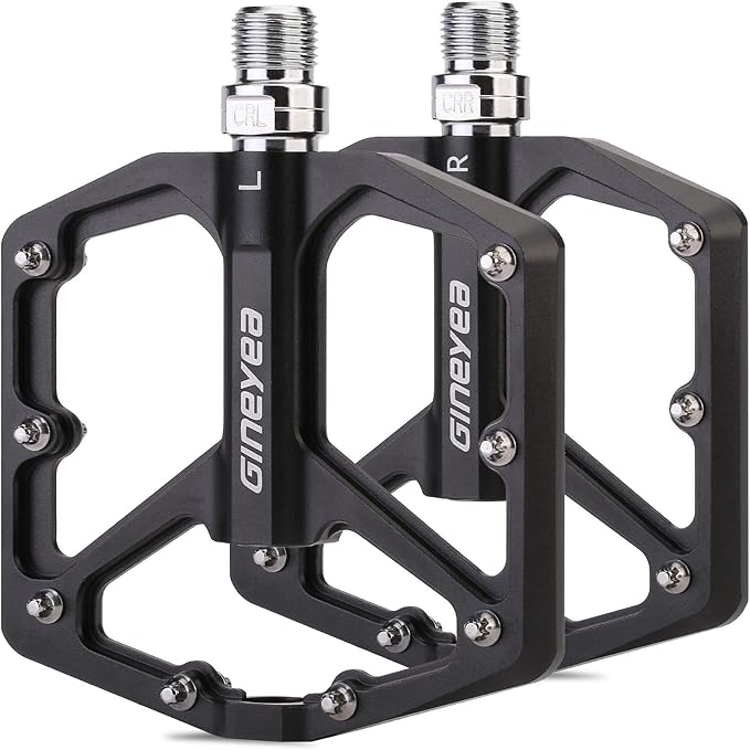 Bike Pedals, Universal Fit Bicycle Pedals Aluminum 9/16" Sealed Bearing Lightweight Wide Flat Platform for Road Mountain BMX MTB Bike