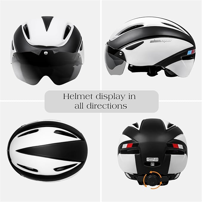Bike Helmet for Adults Bicycle Helmet with Detachable Magnetic Googles & Adjustable Dial for Mountain Bikes, Road Bikes, Electric Bikes, Scooter