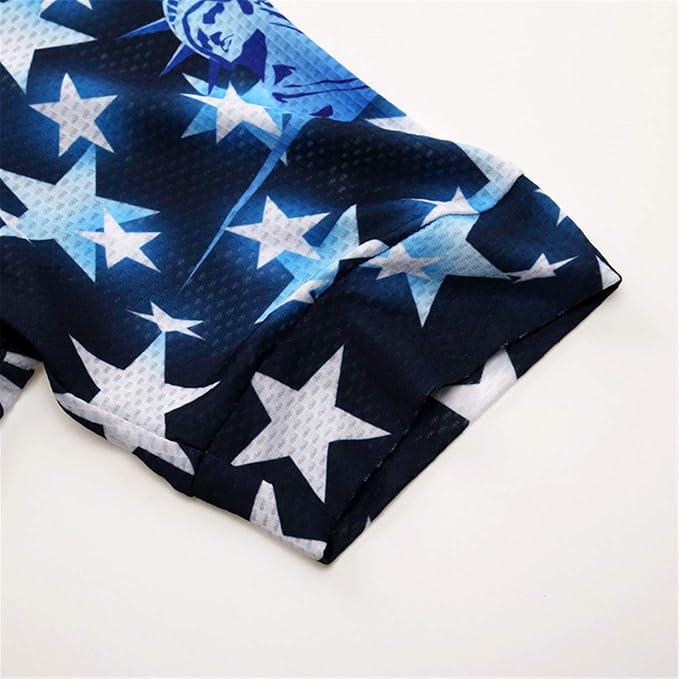 JPOJPO USA Cycling Jersey Men Short Sleeve Bike Shirts Biking Jersey Summer American Bicycle Tops with 3 Pockets Reflective