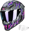 ILM Motorcycle Helmets for Adult Men Women Full Face DOT ECE Powersports Dual Visor Street Racing Helmet with Pinlock Cascos para Motos Model MF509 (Day1 Purple, 2XL)