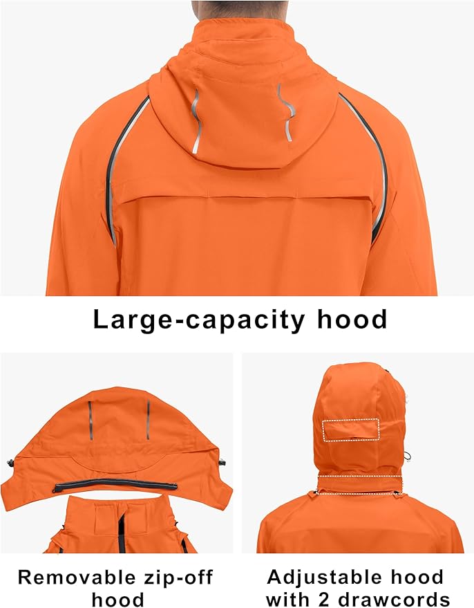 Little Donkey Andy Men's Quick-dry Running Jacket, Convertible UPF 50+ Cycling Jacket Windbreaker with Removable Sleeves