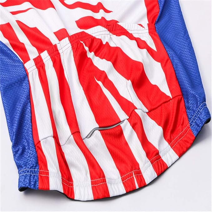 JPOJPO USA Cycling Jersey Men Short Sleeve Bike Shirts Biking Jersey Summer American Bicycle Tops with 3 Pockets Reflective