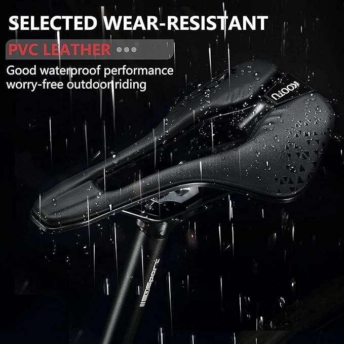 KOOTU Road Bike Saddle, Comfortable Waterproof Bicycle Seat for Men and Women, Breathable Shock-Absorbing Bike Seat for MTB, Road Bikes, BMX & Exercise
