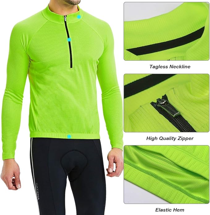 CATENA Men's Cycling Jersey Long Sleeve Shirt Running Top Moisture Wicking Workout Sports T-Shirt
