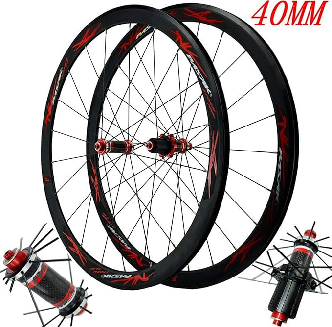 Carbon Fiber 700C Road Bikes Wheelset 40mm Aluminum Rim Front + Rear Wheel C/V Brake Quick Release 7 8 9 1011 Speed Matte