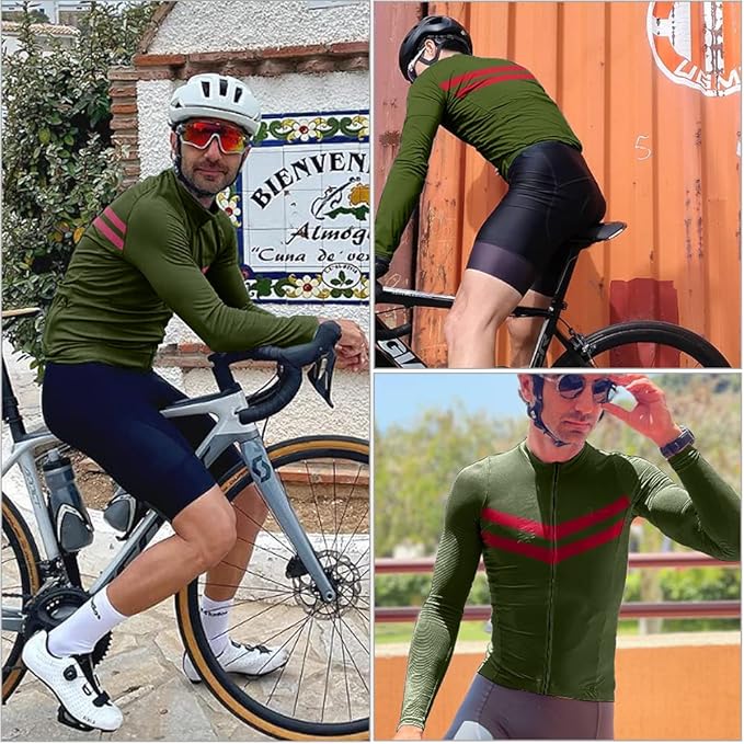 Lo.gas Cycling Jersey Men Short/Long Sleeve Bike Biking Shirts Full Zip with Pockets Road Bicycle Clothes