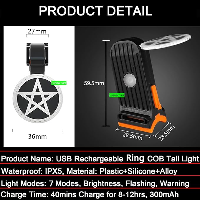 Bike Tail Light LED Rechargeable Rear Bicycle Light for Night Riding Cycling Bright Back Mountain Bike Ebike Accessories Waterproof Safety Warning Light for Adult Kids