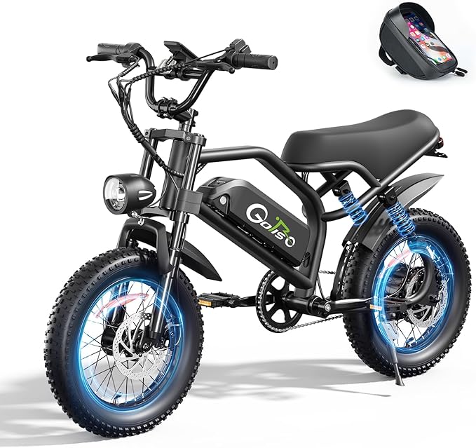 ADISTAR 16” Electric Bike for Adults/Teens, Peak 1500W & 65 Miles Long Range, 48V 15.6Ah Battery, Up to 28Mph, Full Suspension Fat Tire All-Terrain eBike on Mountains,Snow,Sand
