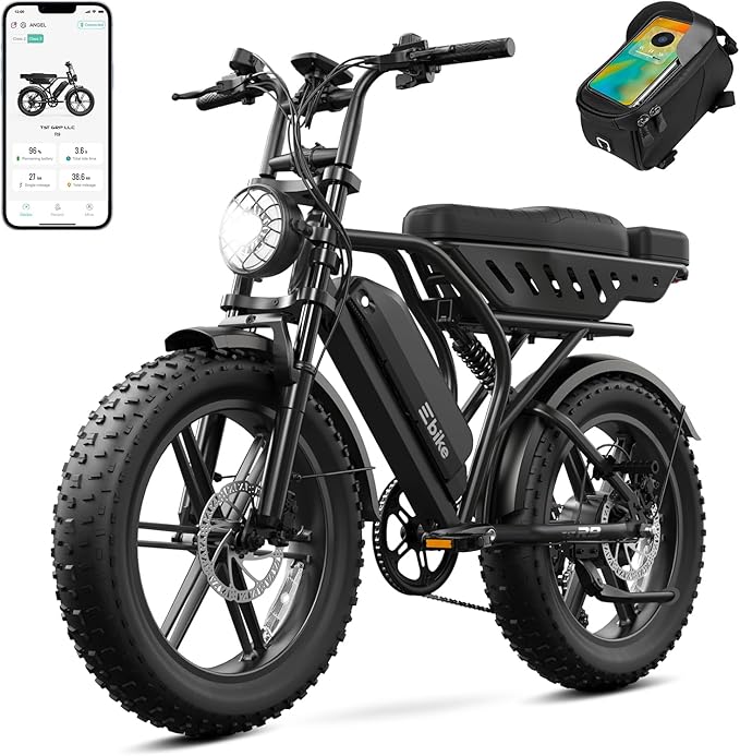 TST Electric Bike for Adults 1500W Peak 20" Fat Tire All-Terrain E-Bike 60/130 Miles 28 MPH Electric Dirt Bike - 48V 15/30 AH Battery Tested to UL 2849 Powered Electric Bicycle