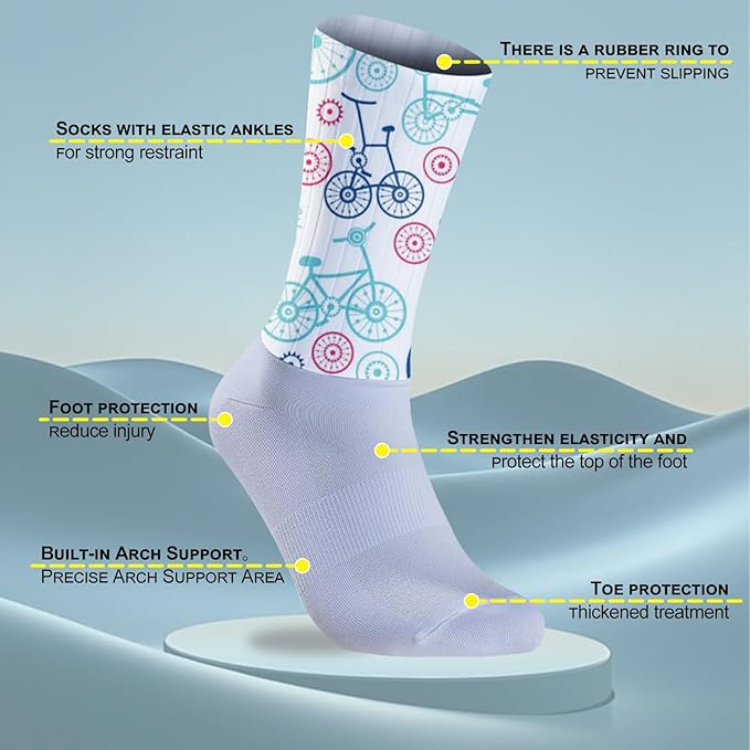 Cycling Socks Athletic Crew Socks Breathable Cushioned Compression Running Hiking Socks For Mens Womens