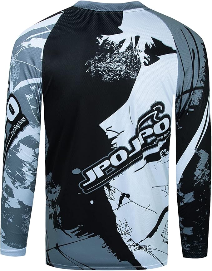 JPOJPO Men's Mountain Bike Jersey Long Sleeve MTB Off-Road Racing Downhill Motocross Shirts Quick Dry&Moisture-Wicking Tops
