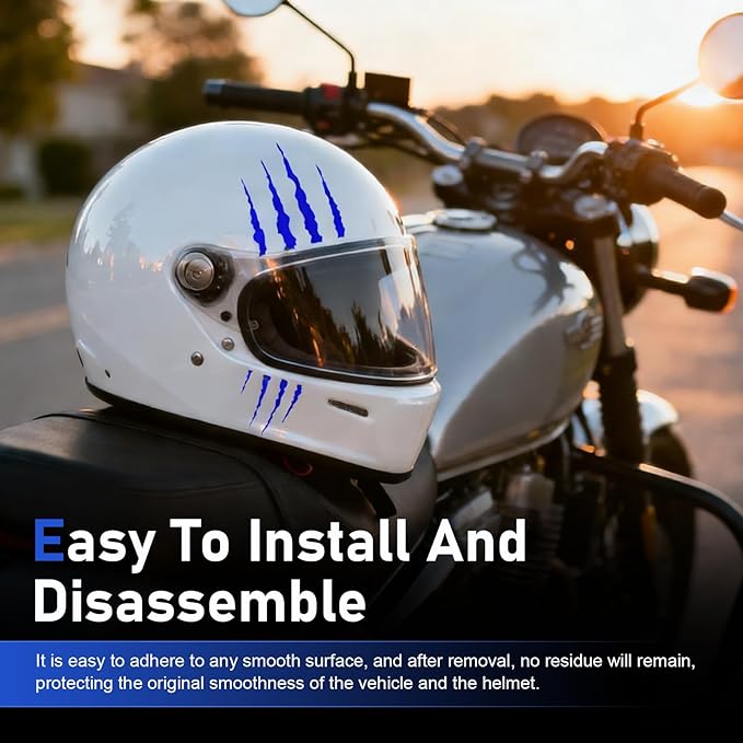1 Set Motorcycle Helmet Stickers, Claw Scratch Design, Waterproof Reflective Decals for DIY Decoration, Universal for Most Helmets, Vehicles, Laptops (Blue)