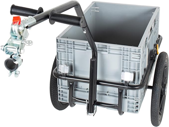 Lightweight Bicycle Trailer, Foldable Bike Cargo Trailer with Universal Hitch, Portable Bicycle Trailers with Removable Box and Waterproof Cover, for Camping, Groceries, 88 LBS Load Capacity, Gray