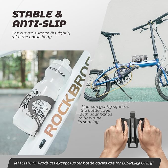 ROCKBROS Bike Water Bottle Cage Holder Lightweight Alloy Aluminum Bicycle Water Bottle Holder Cages Secure Hold Brackets for MTB, Road,Gravel Bike，Blcak