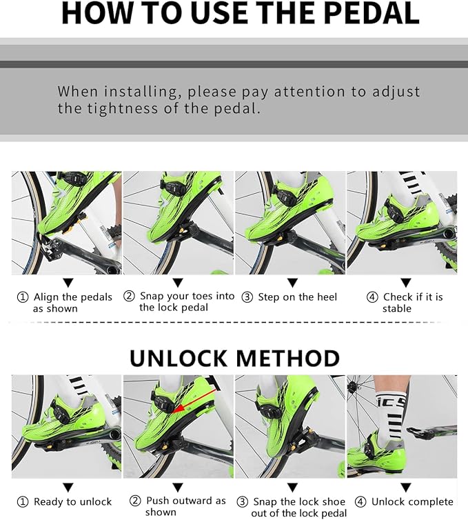 KOOTU KEO Bike Pedals 9/16" Universal Road Bike Pedals Bicycle Platform Pedals Clipless Pedals Suitable for Road Bike Spin Bike MTB Indoor Bike