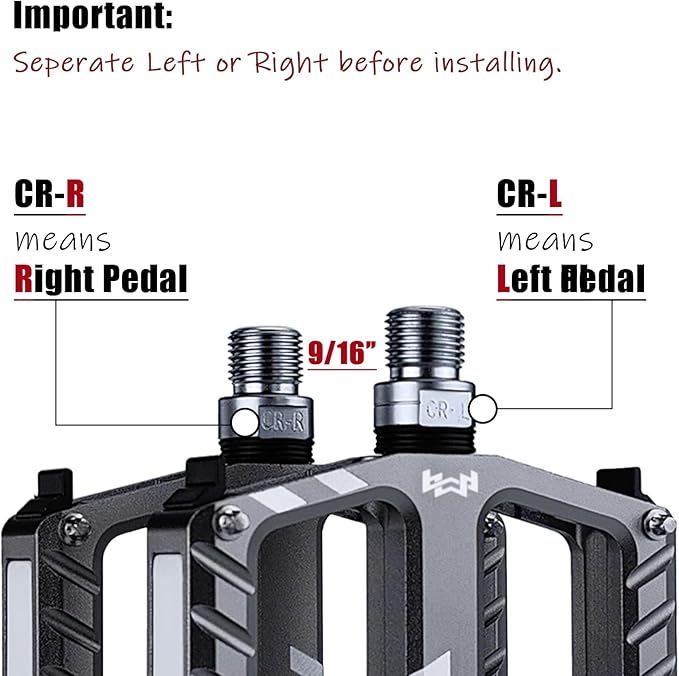 Bicycle Pedals with LED lights 5 Modes, Tap On-Off, USB Rechargeable, Waterproof, Flat CNC Aluminum Road Bike Pedals w 9/16" Cr-Mo Steel Axel w Pin, for Ebike, Commuter, Hybrid, City, Beach Bike