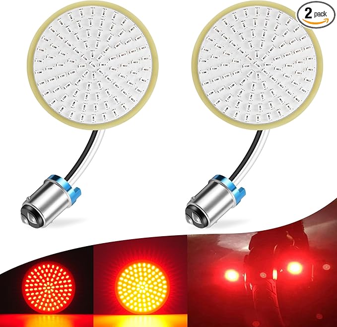 LivTee Extremely Bright Flashing Strobe Blinking Brake Stop Tail LED Lights Panel with 1157 Base Compatible with Harley Dyna Street Glide Road King, Brilliant Red