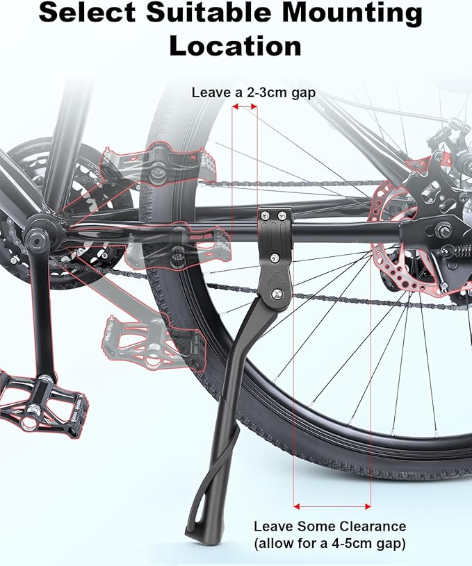 YBLNTEK Bike Kickstand Adjustable Height, Bicycle Kickstand Reinforced Aluminum Alloy Rear Bike Kick Stand for 24" 26'' 27.5'' 28" 29 inches Adults Mountain Road Bikes, Non-Slip Sole