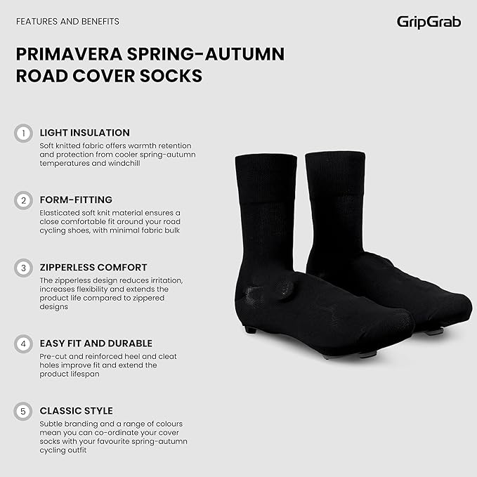GripGrab Primavera Road Bike Spring Autumn Cycling Cover Socks Aero Oversocks Knitted Overshoes Knit Shoe Covers Fall