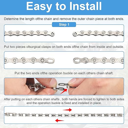 10 Speed Bike Chain,Bicycle Chain for Road Bike MTB Mountain Racing Cycling Compatible with All Major Systems,116 Links,Steel Cycling Hollow Out Chains with Quick Link