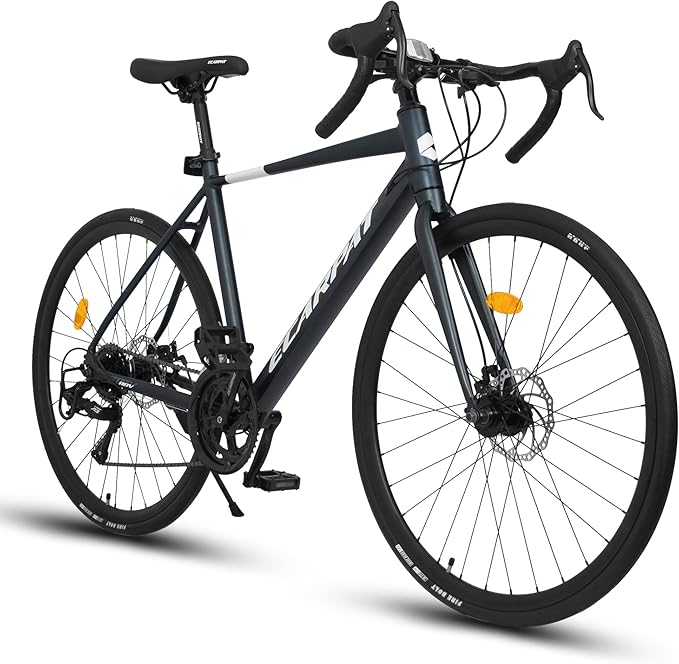 700c x 28c Road Bike with Drop Bar, 16 Speed Road Bicycle, Lightweight Aluminum Frame, Racing Bike with Dual Disc Brake for Men Women Adults, Ideal for High-Intensity Riding