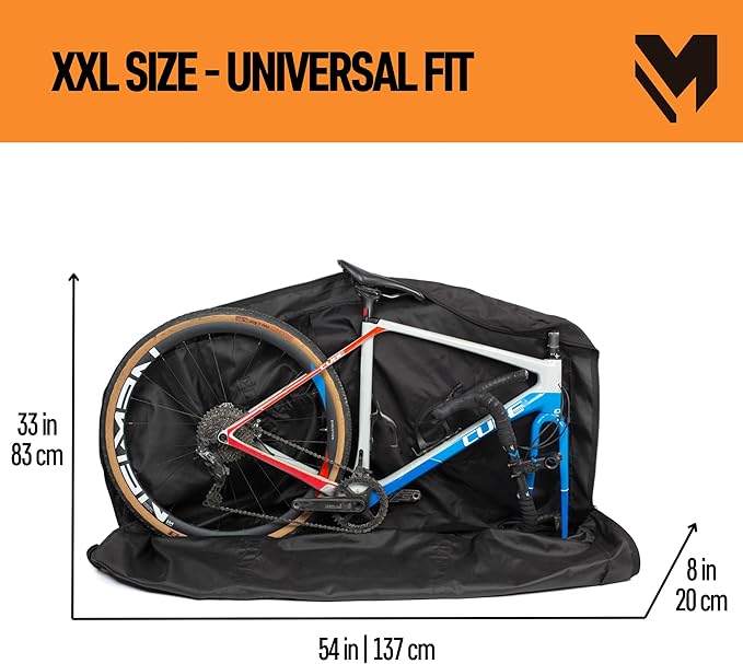 lamaki Bike Travel Bag XXL for Road & Gravel, MTB 26-29 inch - Only Remove the Front Wheel - Premium Metal Zippers, Heavy Duty Nylon 1680D - Bike Transport Bag - Ideal for Bikepacking
