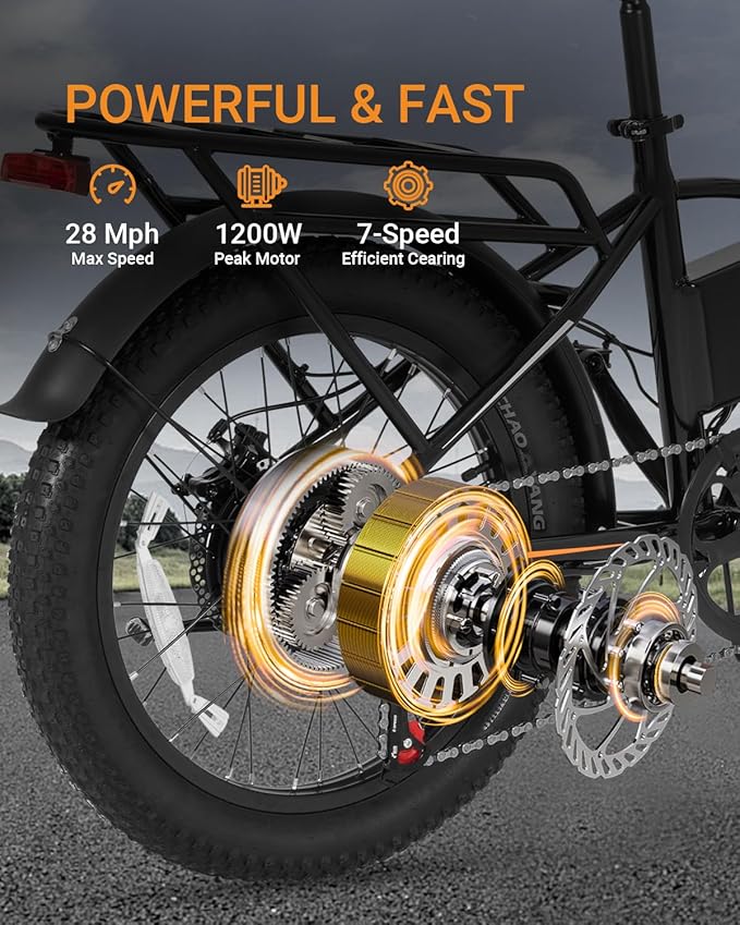 Folding Electric Bike, 48V 10.4AH Large Removable Battery E Bike, 28 MPH, 50 Miles Max Range, 20" Fat Tire Electric Bike for Adults, Adult Electric Bicycles for Commute