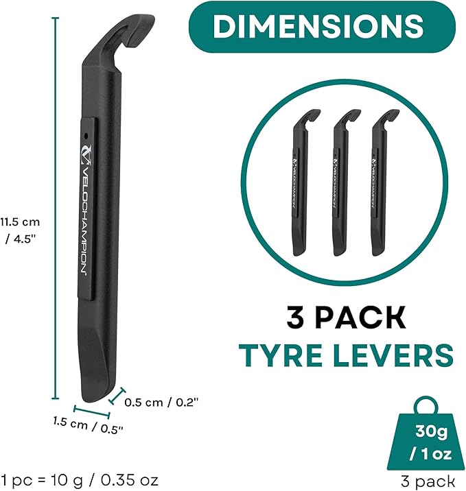 VeloChampion Puncture Repair Kit | Self-Adhesive Bike Tyre Patches for Road, MTB, BMX, Ebike| Travel Size Bicycle Puncture Repair Kit | 6, 10 or 40 Pack + Optional Tyre Levers