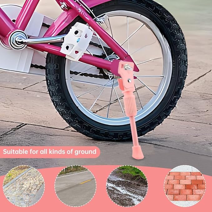 Kids Bike Kickstand for 16 Inch Wheel Children's Bicycle Alloy Bicycle Stand Kickstand Kids Bicycle Adjustable for Girls and Boys Bike Pink (Pink)