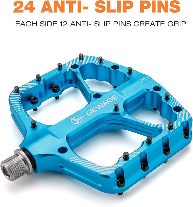 Mountain Bike Pedals -Bicycle Flat Pedals Aluminum 9/16" Sealed Bearing -Wide Platform for Road Mountain Gravel BMX MTB Bike Ideal for Downhill & Trail
