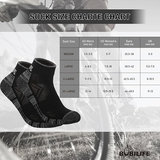 Ergonomic Ankle Cycling Biking Socks - Comfort for Bicycle Bike Riding, 2 Pairs