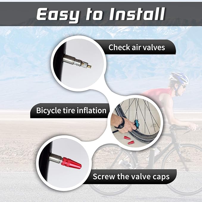 Aluminum Presta Valve Stem Caps – Red Tire Air Dust Covers for Bike (4 Pack) – Fit French Valves on Road, MTB, Hybrid, Racing, Fitness, Folding & Fat Bikes