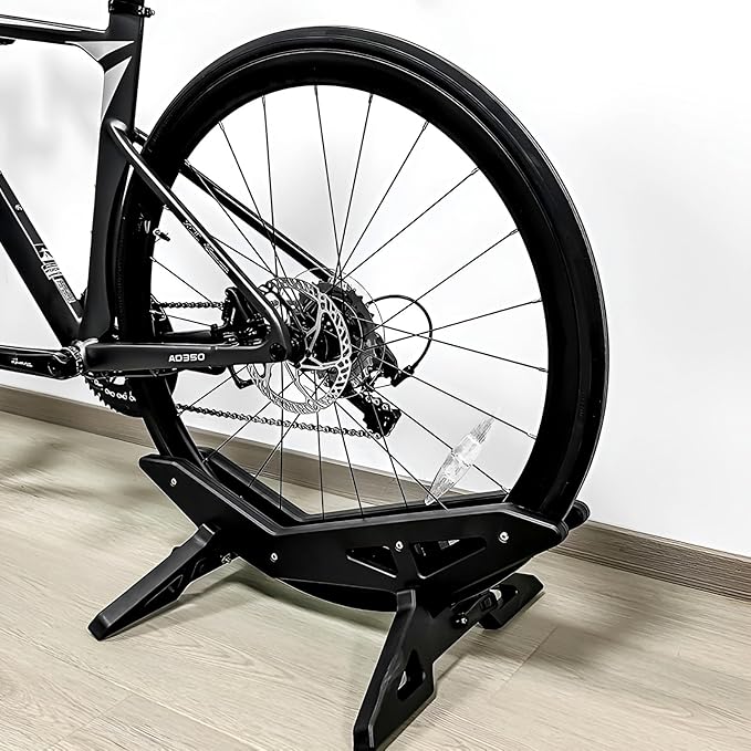 Adjustable Bike Floor Stand for 16"–29" Mountain & Road Bicycles, Foldable and Portable, Ideal for Indoor & Outdoor Garage Storage (Black)