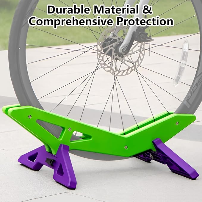 Adjustable Bike Floor Stand for 16"–29" Mountain & Road Bicycles, Foldable and Portable, Ideal for Indoor & Outdoor Garage Storage (Green)
