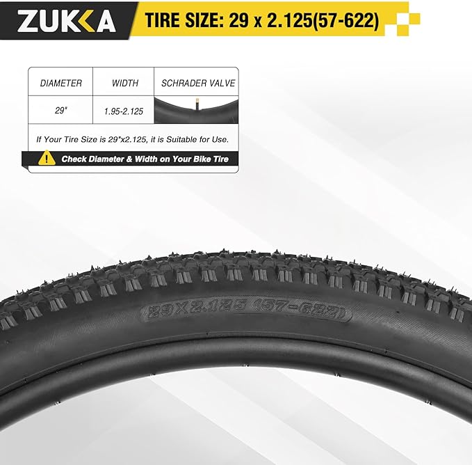 ZUKKA Bike Tire 20/24/26/27.5/29 x 2.125 Bike Tire 2 Pack Mountain Bike Tire Folding Replacement Tire for MTB Mountain Bike, Kids