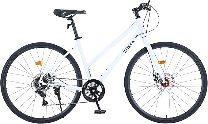 7 Speeds Road Bike Hybrid Bike for Men and Women, 700C Wheels Racing Bicycle, Commuter Bicycle,City Bicycles，Double Disc Brakes,Commuting Cycle，Multiple Colors