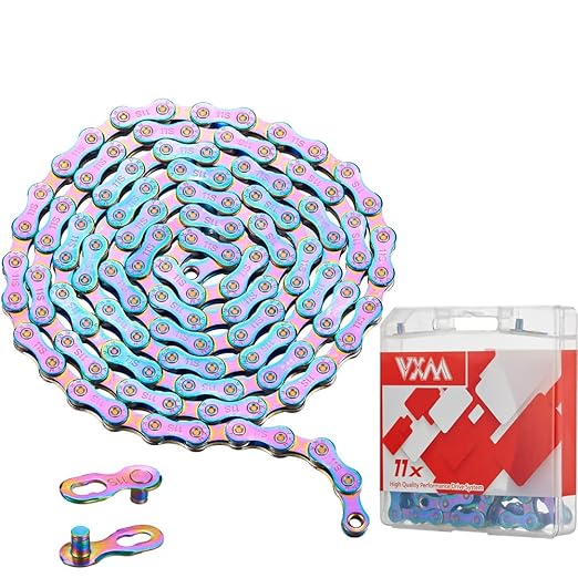 11 Speed Bike Chain Rainbow Chain for Bike 1/2" x11/128 116 Links Lightweight Bicycle Chain，Bike Chains MTN BTX MTB Mountain Bike Road Bicycle Chain