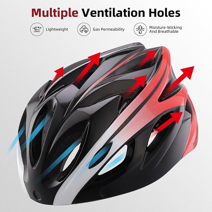 Adult Bike Helmet, Bicycle Helmet with Rear LED Light & Detachable Magnetic Goggles,Cycling Helmet Adjustable for Men Women Mountain & Road