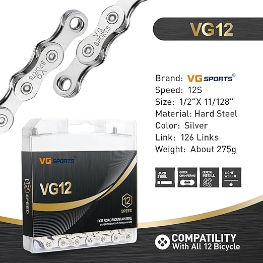 VG Sports 12 Speed MTB Groupset Bike Chain 11-52T Cassette 1x12 Speed Rear Derailleur& Shifter (12S 11-52T Set)