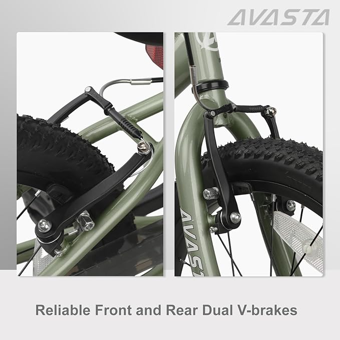 AVASTA Bilbo 18 20 24 Inch Kids Bike for Boys Girls 5-14 Years Old, Retro Style High Carbon Steel Bicycle with Adjustable Handlebars and Seat, Dual V-Brakes, Kickstand, Multiple Colors