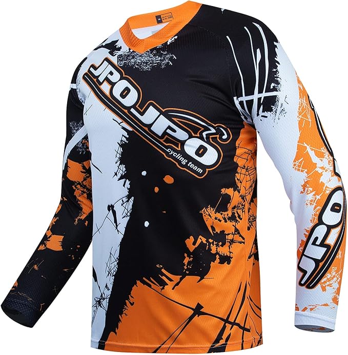 JPOJPO Men's Mountain Bike Jersey Long Sleeve MTB Off-Road Racing Downhill Motocross Shirts Quick Dry&Moisture-Wicking Tops