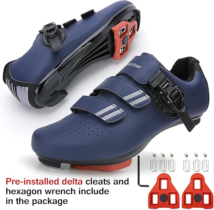 Mens Womens Cycling Shoes Compatible with Pelaton Bike Shoes Road Bike Shoes Riding Bicycle Pre-Installed with Delta Cleats Clip Indoor Outdoor Pedal
