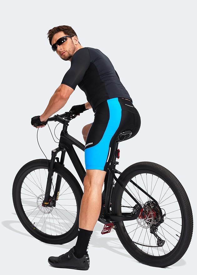 Bikewa Men's Bike Shorts 3D Padded Cycling Road Biking Mountain Riding Biker Bicycle UPF 50+ Cycle Shorts Zipper Pockets