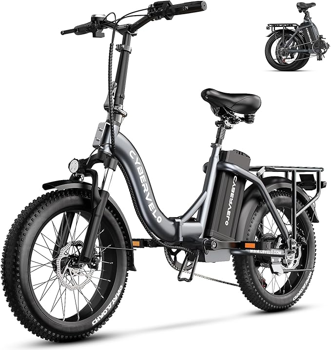 1000W Folding Electric Bike,48V 20AH Removable Battery EBike,30+MPH,80 Miles Max Range Electric Bike for Adults, 20" Fat TireFoldable ebike, Adult Electric Bicycles