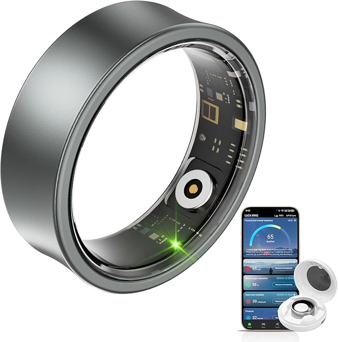 AI Smart Ring, Fitness Tracker with Heart Rate,Sleep Tracking, Step Tracking, 10ATM, Waterproof Smart Ring for iPhone and Android (Matte Gray, 10)