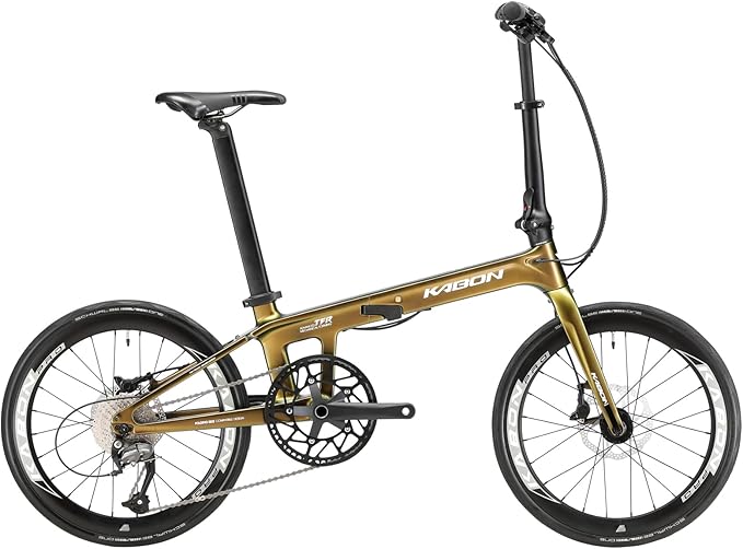 KABON Full Carbon Folding Bike, Lightweight 20 Inch Carbon Fiber Frame Foldable Bike with 11 Speed Hydraulic Disc Brake Bicycle with Carbon Wheelset